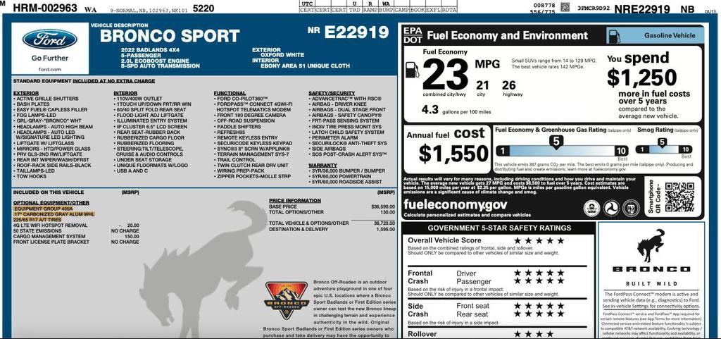 used 2022 Ford Bronco Sport car, priced at $22,495