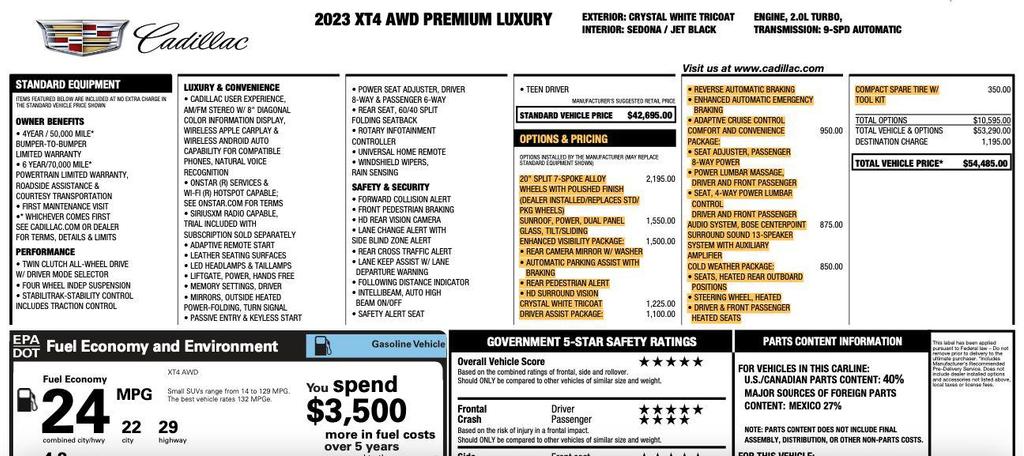 used 2023 Cadillac XT4 car, priced at $25,995