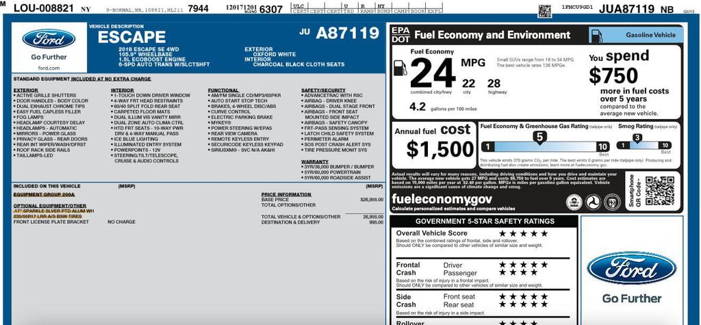used 2018 Ford Escape car, priced at $7,995
