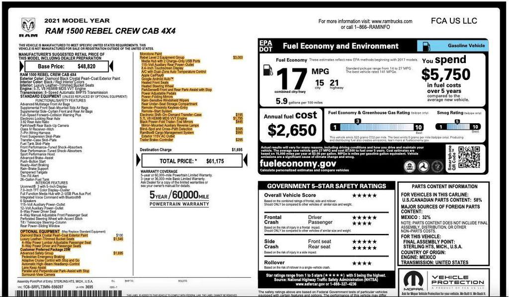 used 2021 Ram 1500 car, priced at $32,995