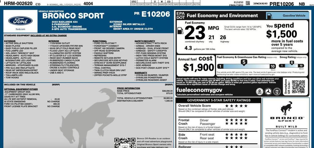 used 2023 Ford Bronco Sport car, priced at $22,595