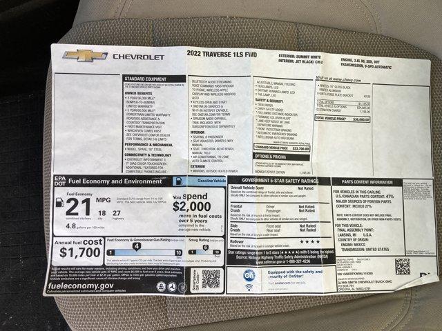 used 2022 Chevrolet Traverse car, priced at $23,079