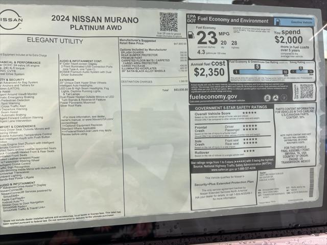 new 2024 Nissan Murano car, priced at $50,037