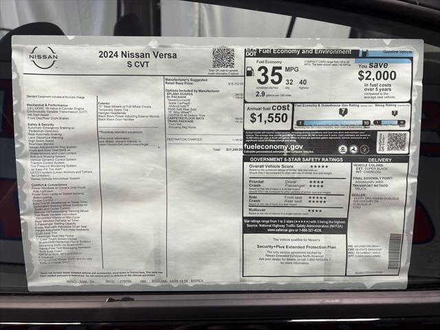 new 2024 Nissan Versa car, priced at $20,815