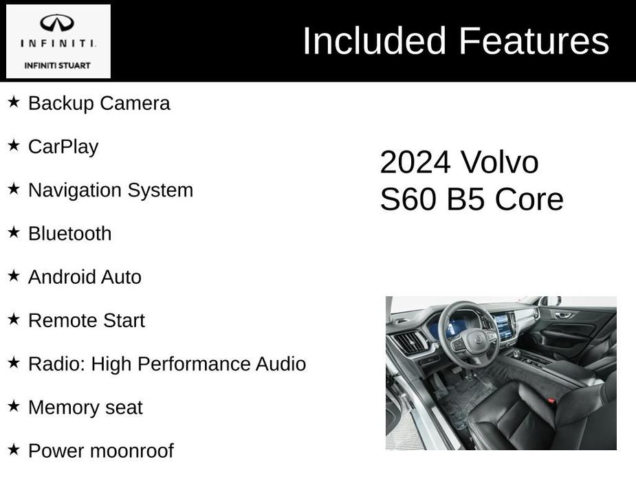 used 2024 Volvo S60 car, priced at $37,900