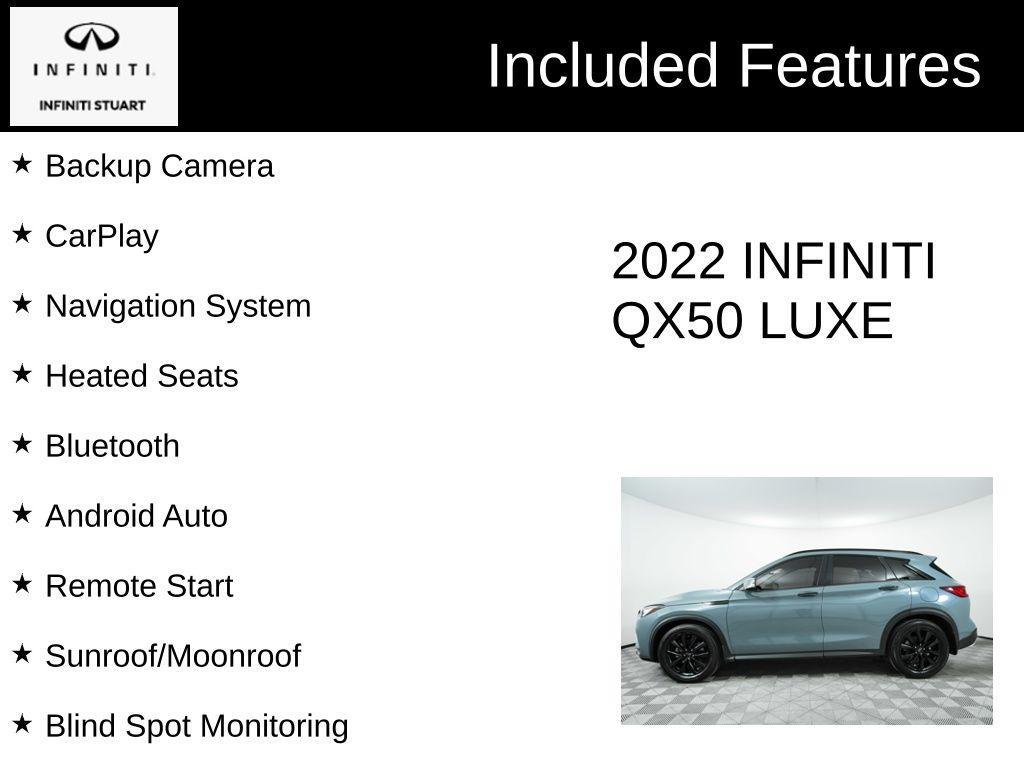 used 2022 INFINITI QX50 car, priced at $28,296
