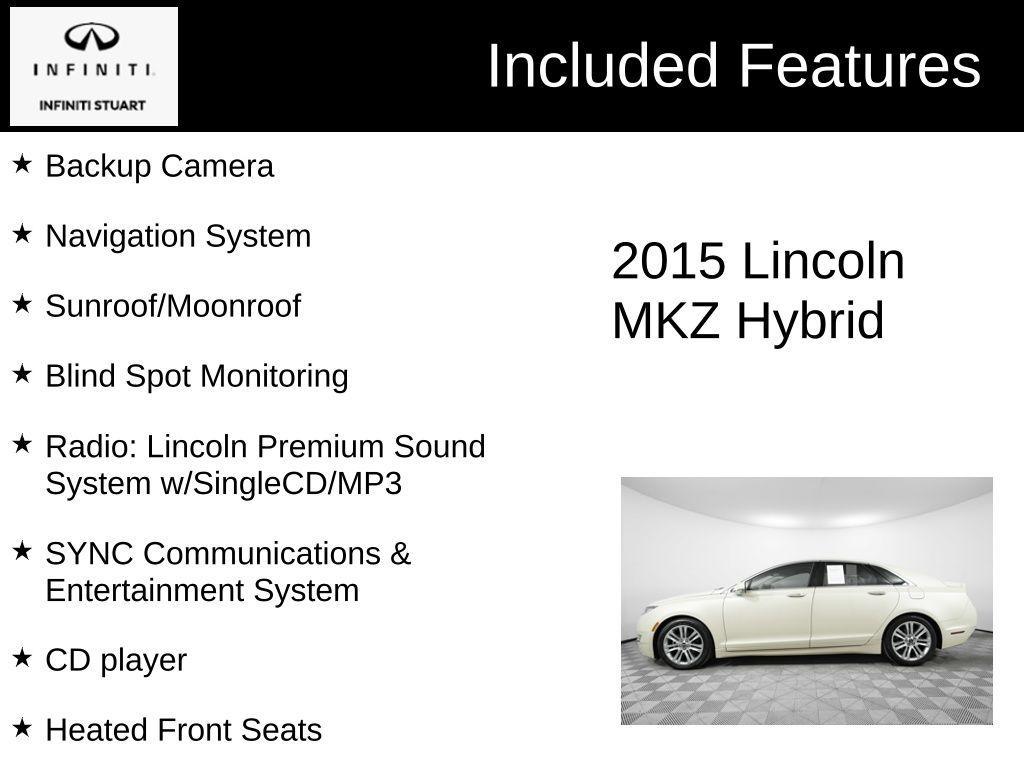 used 2015 Lincoln MKZ Hybrid car, priced at $11,615