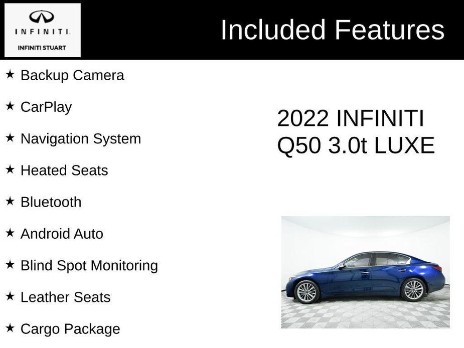 used 2022 INFINITI Q50 car, priced at $31,879