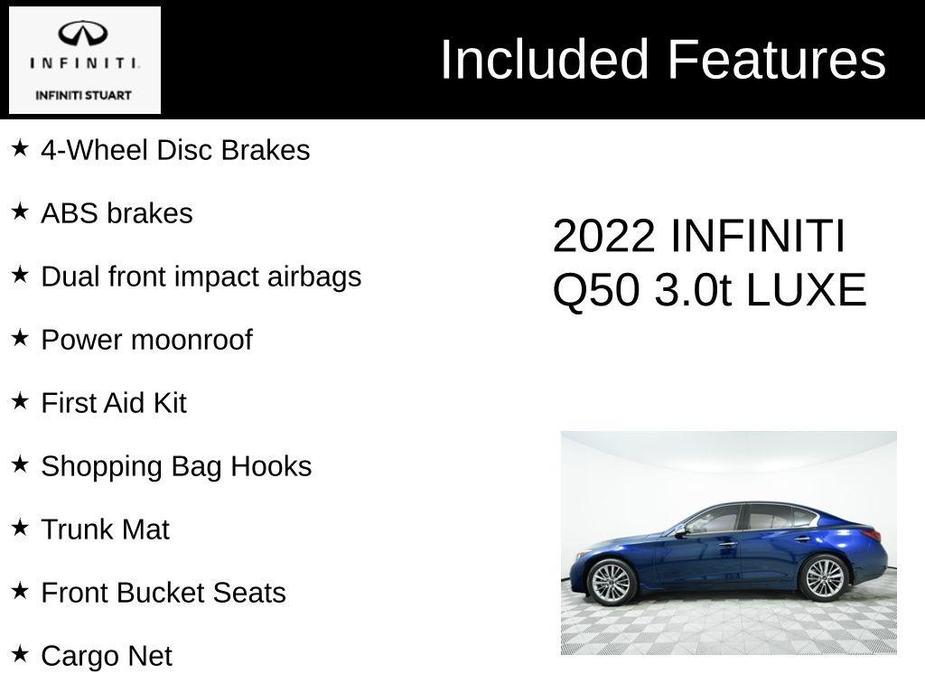 used 2022 INFINITI Q50 car, priced at $31,879