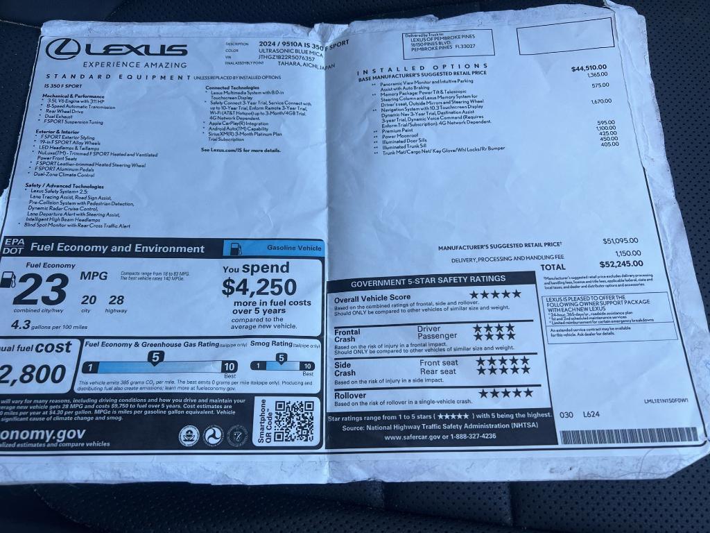 used 2024 Lexus IS 350 car, priced at $42,995