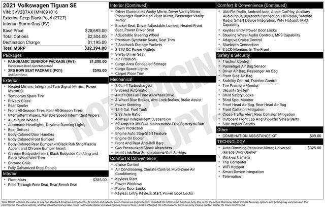 used 2021 Volkswagen Tiguan car, priced at $18,990