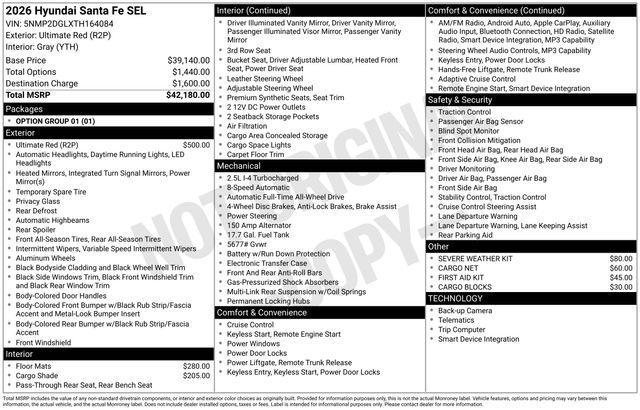 new 2026 Hyundai Santa Fe car, priced at $37,368