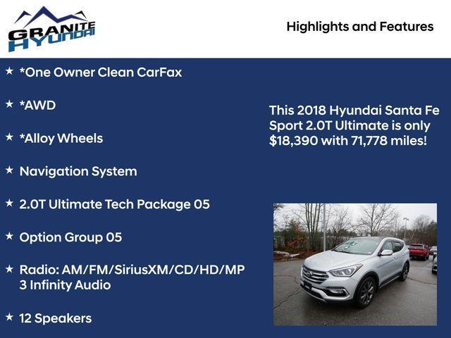 used 2018 Hyundai Santa Fe Sport car, priced at $18,390