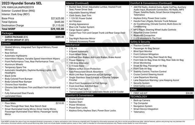used 2023 Hyundai Sonata car, priced at $23,290