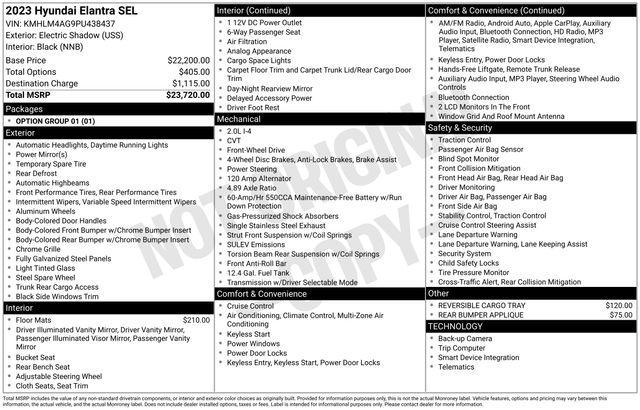 used 2023 Hyundai Elantra car, priced at $18,790