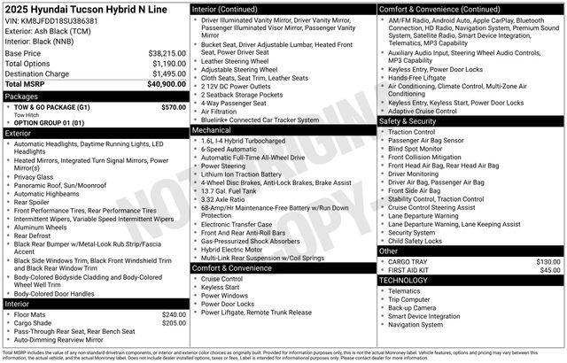 new 2025 Hyundai TUCSON Hybrid car, priced at $36,252