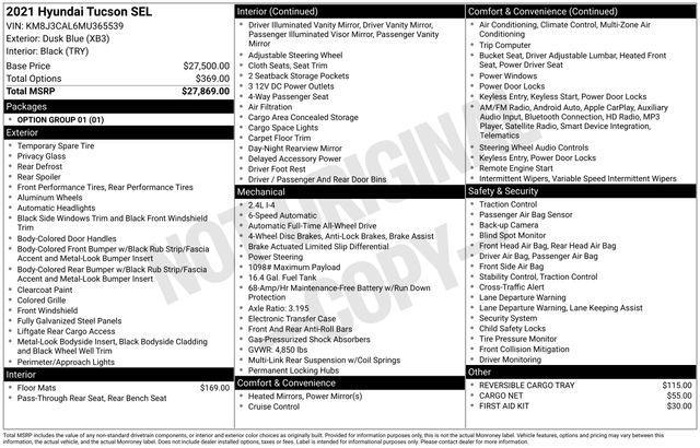 used 2021 Hyundai Tucson car, priced at $18,990