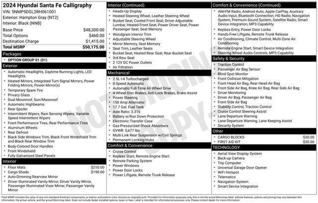 used 2024 Hyundai Santa Fe car, priced at $39,990