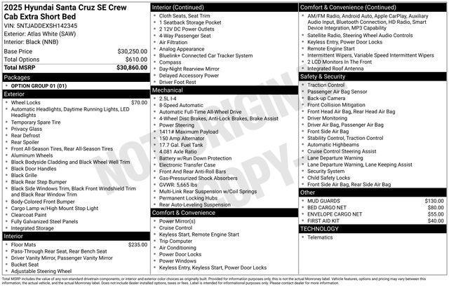 new 2025 Hyundai SANTA CRUZ car, priced at $31,121