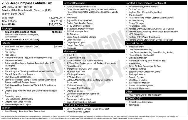 used 2022 Jeep Compass car, priced at $21,990