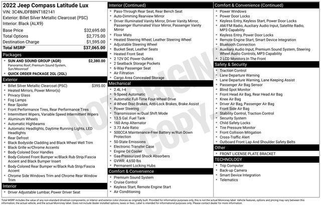 used 2022 Jeep Compass car, priced at $20,590