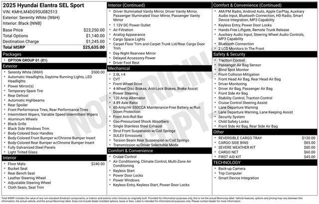 new 2025 Hyundai Elantra car, priced at $22,925