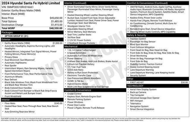 new 2024 Hyundai SANTA FE HEV car, priced at $42,550