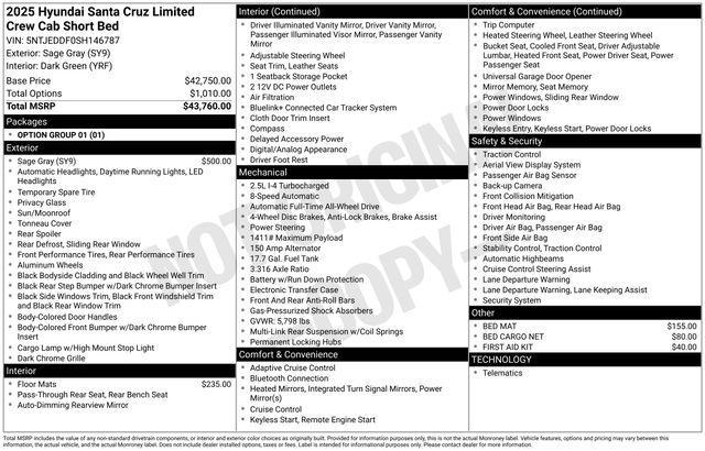 new 2025 Hyundai SANTA CRUZ car, priced at $42,392