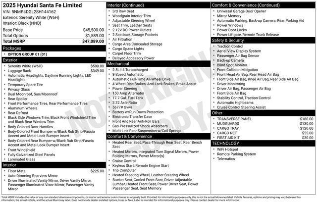 new 2025 Hyundai Santa Fe car, priced at $43,534