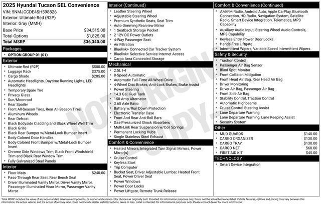 new 2025 Hyundai Tucson car, priced at $32,540