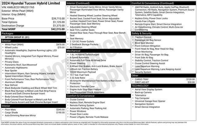 used 2024 Hyundai TUCSON Hybrid car, priced at $32,790