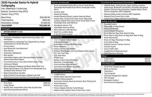 new 2026 Hyundai SANTA FE HEV car, priced at $47,489