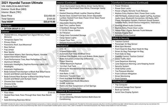 used 2021 Hyundai Tucson car, priced at $20,990