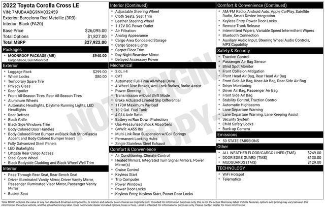 used 2022 Toyota Corolla Cross car, priced at $22,990