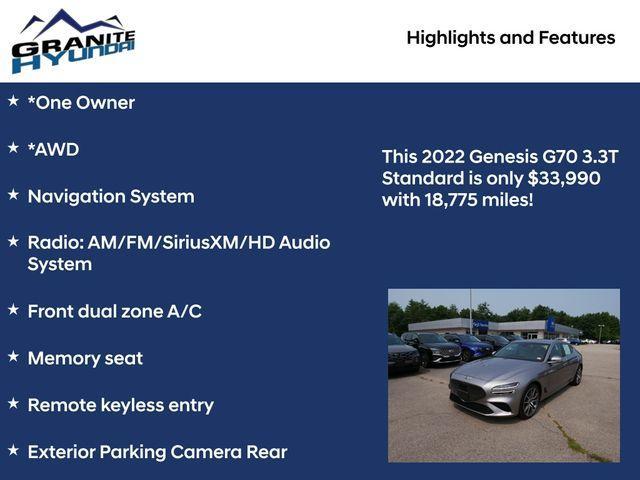 used 2022 Genesis G70 car, priced at $33,990