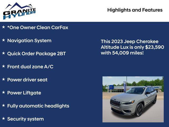 used 2023 Jeep Cherokee car, priced at $23,590