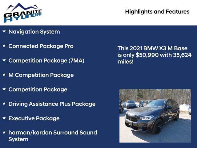 used 2021 BMW X3 M car, priced at $50,990