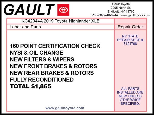 used 2019 Toyota Highlander car, priced at $28,490