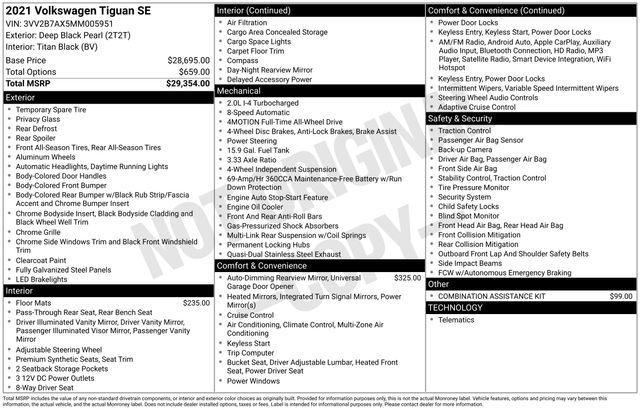 used 2021 Volkswagen Tiguan car, priced at $21,352
