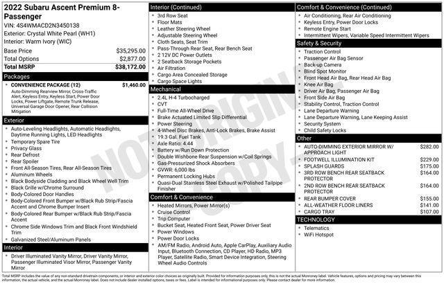 used 2022 Subaru Ascent car, priced at $29,631