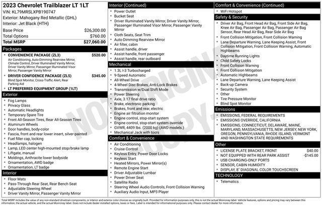 used 2023 Chevrolet TrailBlazer car, priced at $23,370