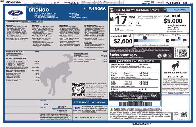 used 2023 Ford Bronco car, priced at $46,182