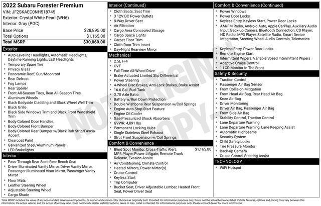used 2022 Subaru Forester car, priced at $29,312