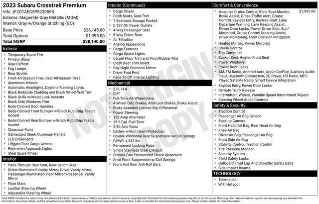 used 2023 Subaru Crosstrek car, priced at $26,711