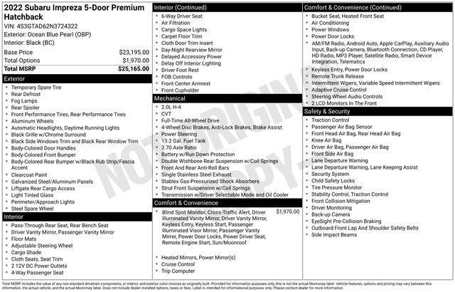 used 2022 Subaru Impreza car, priced at $23,381