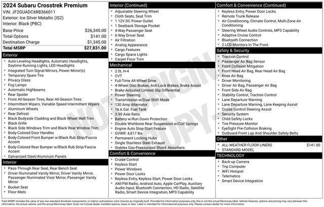 used 2024 Subaru Crosstrek car, priced at $26,581