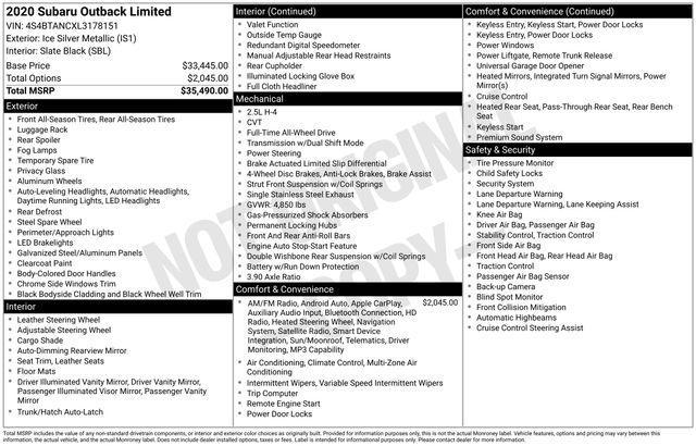 used 2020 Subaru Outback car, priced at $20,663