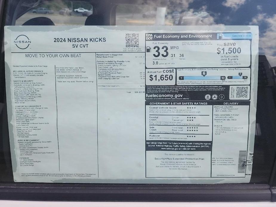 new 2024 Nissan Kicks car, priced at $25,697