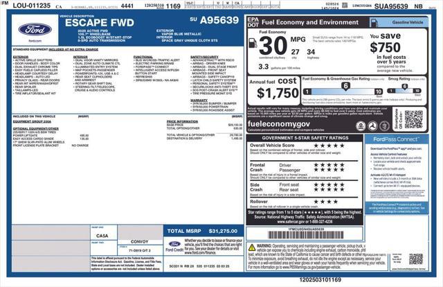 new 2025 Ford Escape car, priced at $29,238