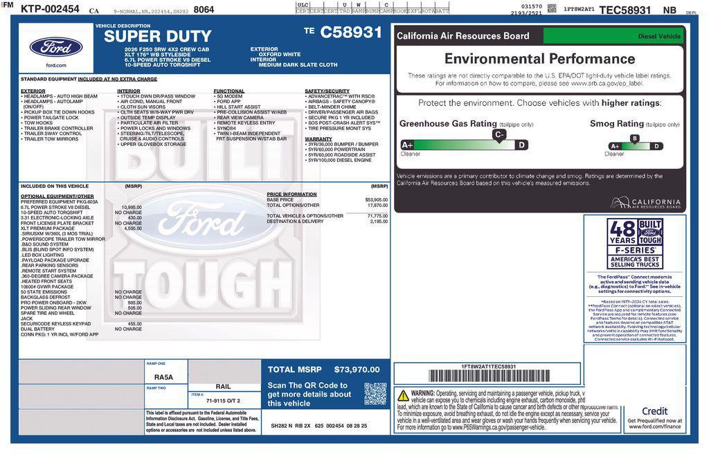 new 2026 Ford F-250 car, priced at $73,970